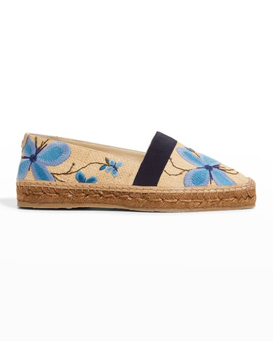 Jimmy Choo Dru Floral Embroidered Espadrille Loafers | Neiman Marcus