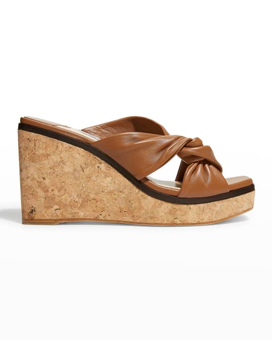 Jimmy Choo Narisa Leather Twist Wedge Sandals Neiman Marcus