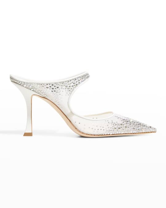 Jimmy Choo Avri 90mm Mesh And Crystal Mules | Neiman Marcus