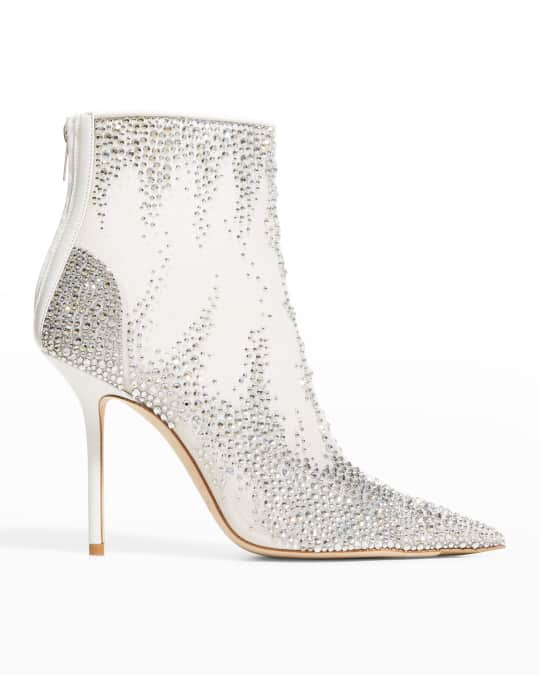 Jimmy Choo Gardenia Crystal Mesh Ankle Booties | Neiman Marcus