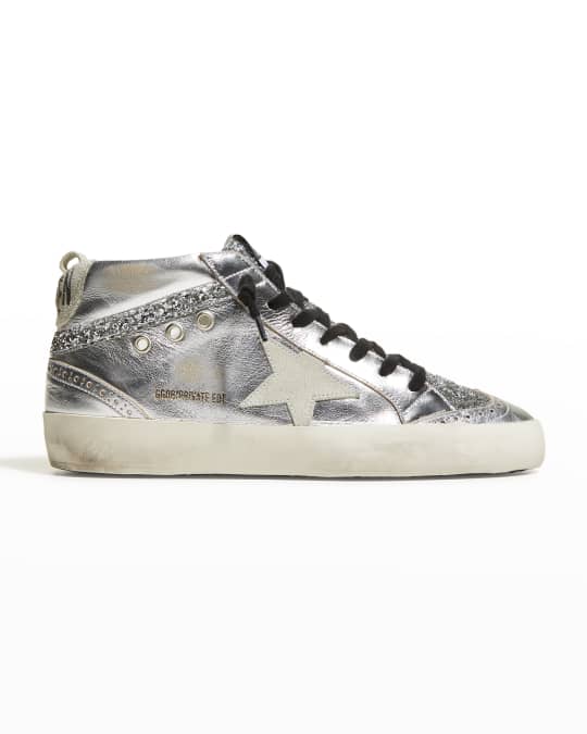 Golden Goose Mid Star Metallic Leather Glitter Sneakers | Neiman Marcus