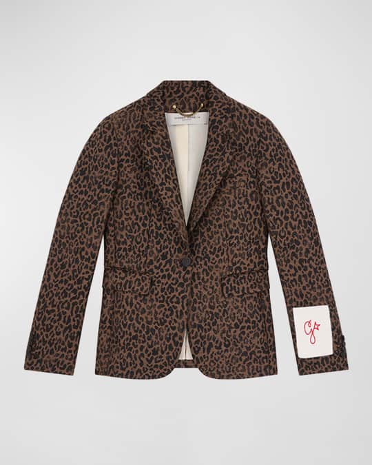 Leopard Jacquard Wool Blazer