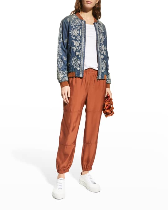 Johnny Was Mahalia Embroidered Denim Bomber Jacket Neiman Marcus