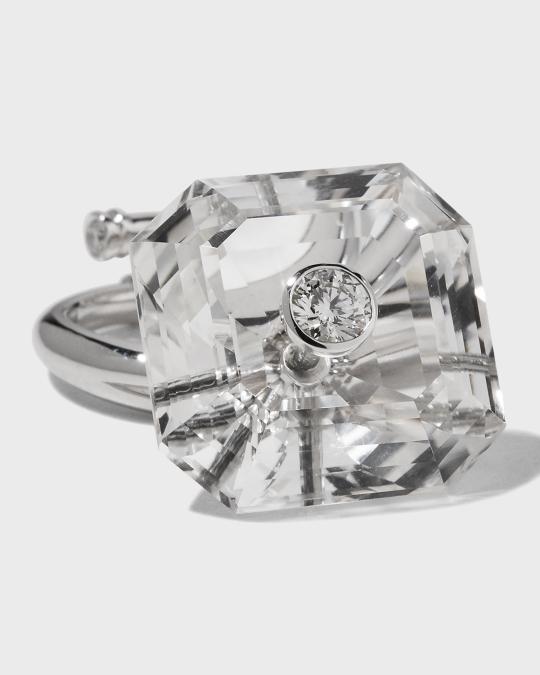Prince Dimitri Jewelry 18k White Gold Rock Quartz Ring with Diamonds ...