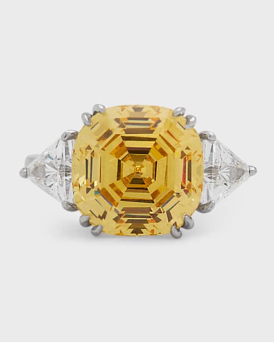 Fantasia by DeSerio Yellow Clear Cubic Zirconia Ring