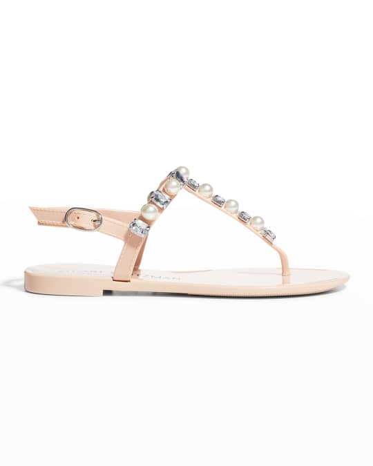 Stuart Weitzman Goldie Jelly Crystal Thong Sandals | Neiman Marcus