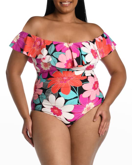 Off the shoulder one shop piece swimsuit plus size