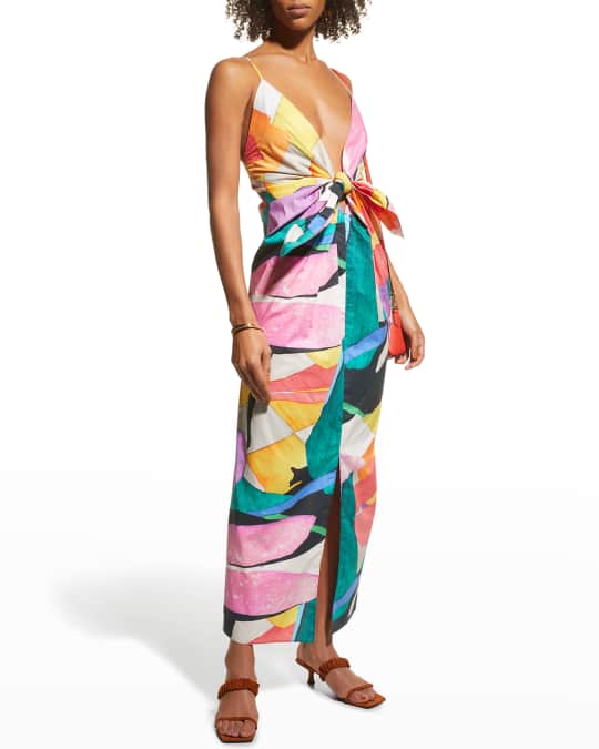 Mara Hoffman Lolita Tie-Front Printed Maxi Dress | Neiman Marcus