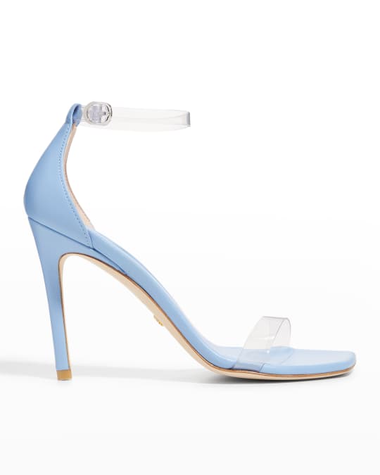 Stuart Weitzman Nudistcurve Clear Ankle-Strap Heel Sandals | Neiman Marcus