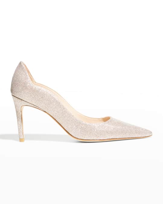 Stuart Weitzman Stuart 85mm Glitter Scallop Pumps Neiman Marcus
