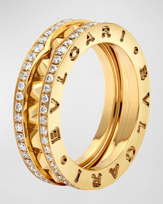 BVLGARI B.Zero1 Yellow Gold Diamond Edge Ring, EU 48 / US 4.5 | Neiman ...
