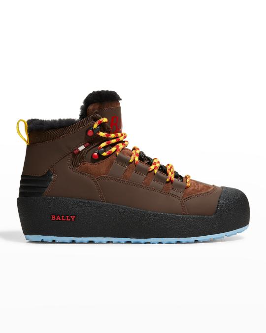 Bally Men\'s Brown Leather Boots with Fur Trim Bally Clothing, Shoes & Accessories for Men on Sale up to 90  main image 2
