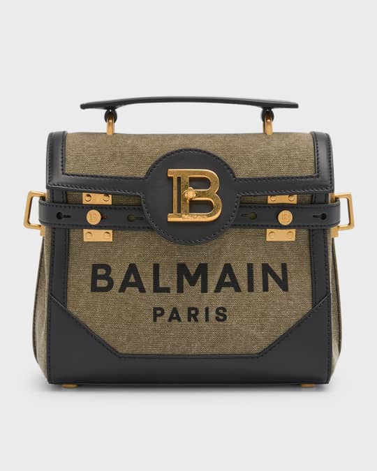 Balmain BBuzz 23 Logo Canvas Satchel Bag | Neiman Marcus