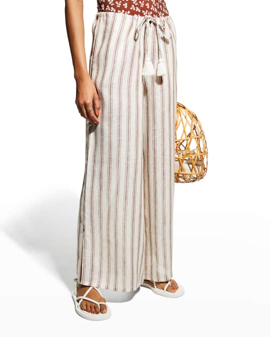 Tory Burch Shadow Striped Linen Beach Pants Neiman Marcus