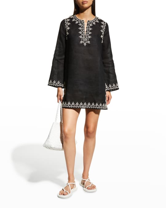 Tory Burch Short Embellished Coverup Caftan | Neiman Marcus