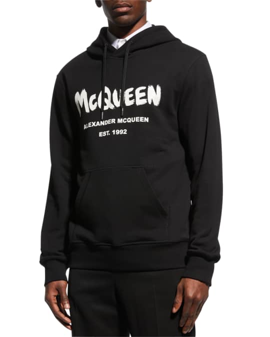 McQueen Men's Graffiti Logo-Print Hoodie | Neiman Marcus