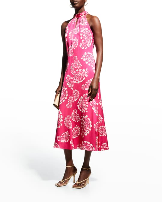 Milly Adrian Paisley-Print Halter Dress | Neiman Marcus