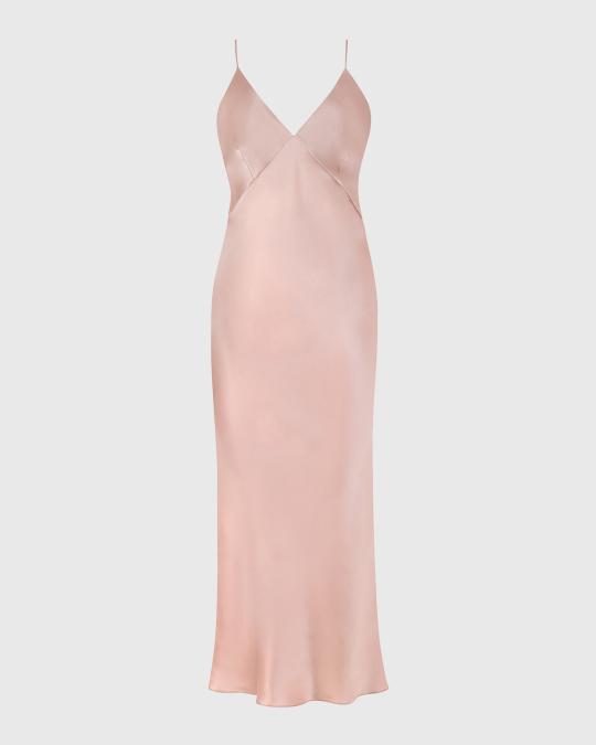 olivia von halle issa silk dress Issa Jet Black Slip Dress in Silk Satin