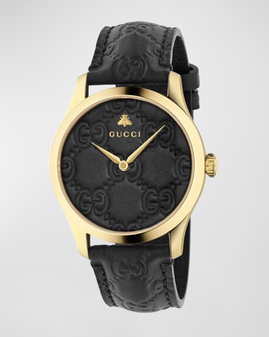 Gucci 38mm Leather Logo Watch | Neiman Marcus