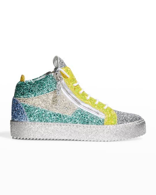 Giuseppe Zanotti Men's Sierra Glitter Double-Zip High-Top Sneakers