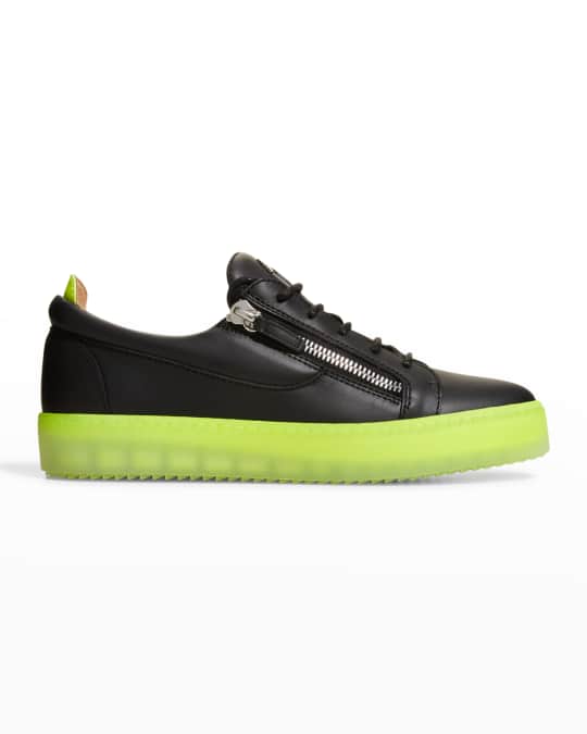 Giuseppe Zanotti Men s Neon Sole Leather Low Top Sneakers Neiman Marcus