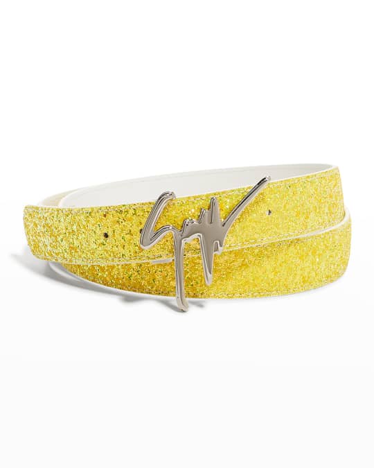 Giuseppe Zanotti Men's Sierra Signature Glitter Belt Neiman Marcus