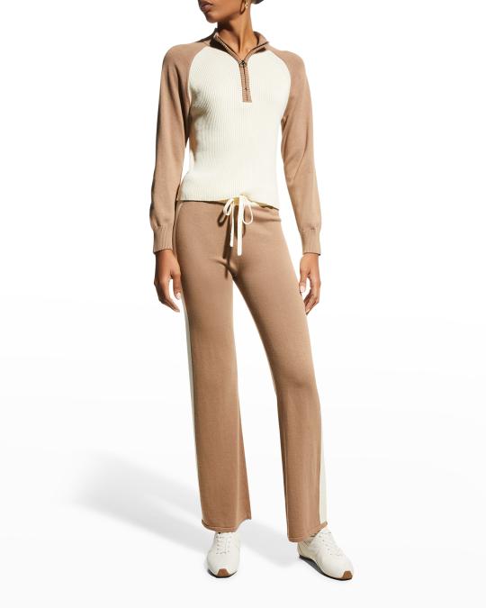 Monrow Colorblock Raglan Half-Zip Sweater | Neiman Marcus