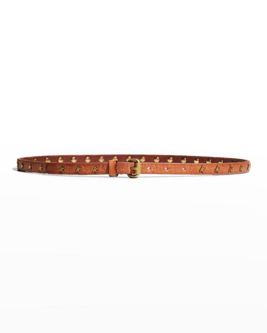 Golden Goose Molly Star Studded Leather Skinny Belt | Neiman  display picture 1