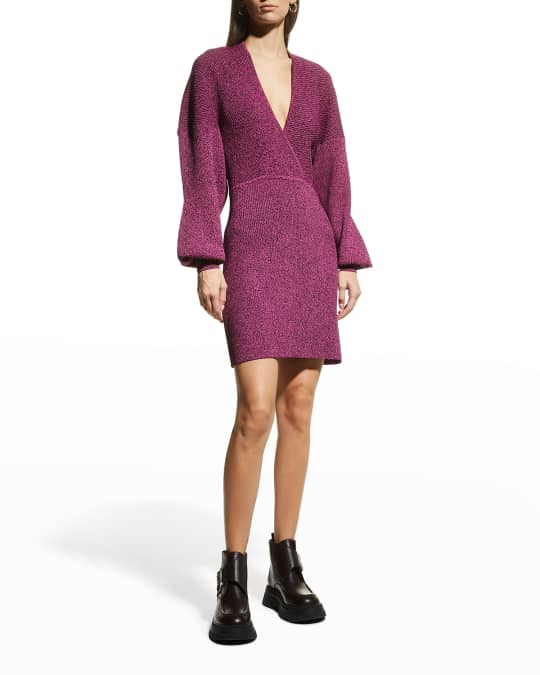 Melange Knit V-Neck Dress