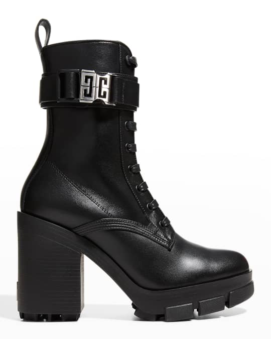 Givenchy Terra Leather Heeled Combat Boots Neiman Marcus