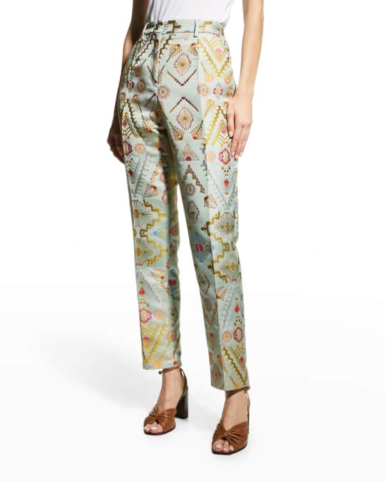 【送料&関税込】Etro Silk Pants ETRO bandana-print straight-leg Silk Trousers | Purple