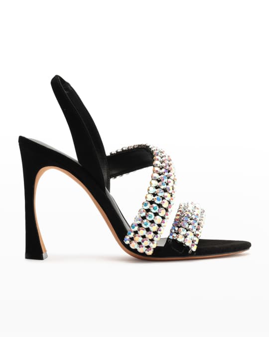 Alexandre Birman Alannis Suede Slingback Sandals with Crystals | Neiman ...