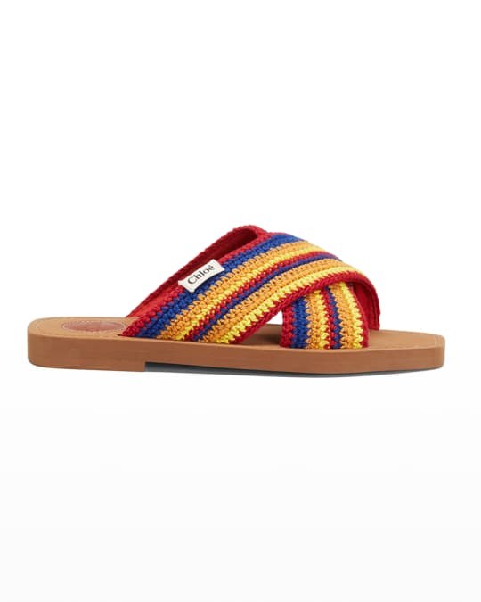 Chloe Woody Multicolored Crochet Sandals | Neiman Marcus