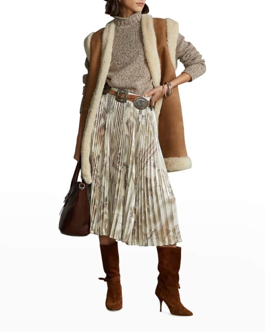 Pleated metallic deals crepe skirt
