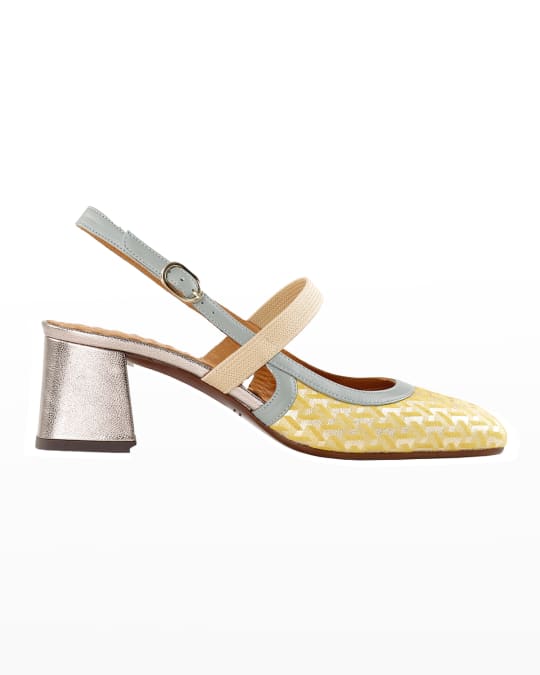 Chie Mihara Reus Mixed Leather Slingback Pumps | Neiman Marcus