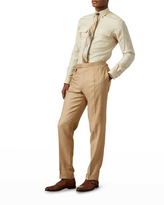 Ralph Lauren Purple Label Gregory Narrow Striped Linen Pants, Dress Pants