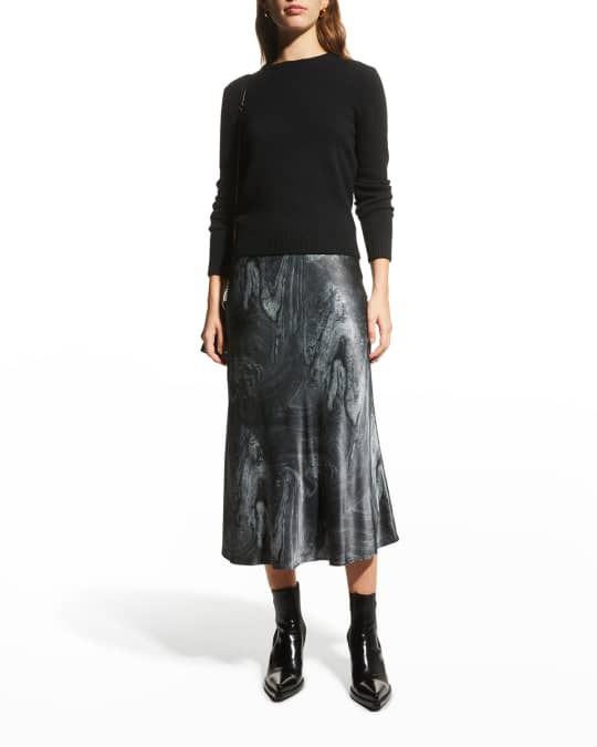 Berlin Bias-Cut Satin Midi Skirt