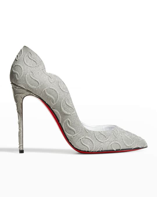 New Christian Louboutin HOT CHICK 100 Glitter 37 Heel Bride Wedding Shoes  $795