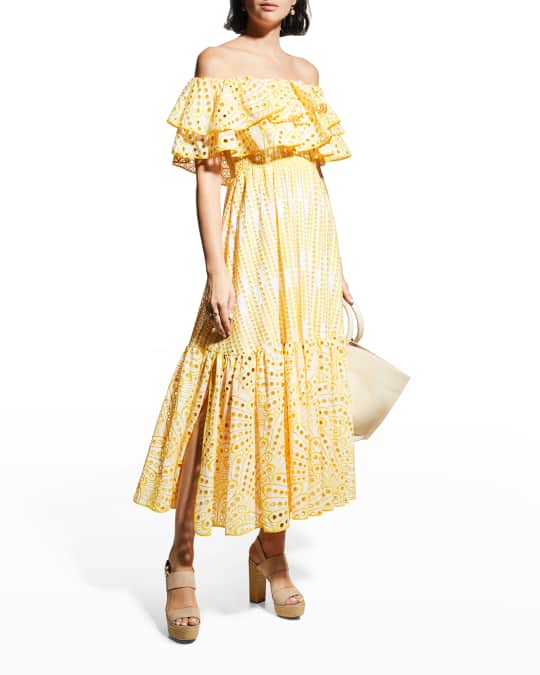 Isabella Off-the-Shoulder Embroidered Dress