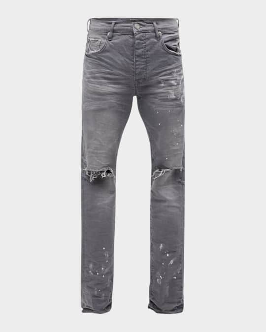 PURPLE Men's Knee-Slit Jeans with Paint Splatter | Neiman Marcus