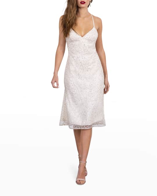 HELSI Luna Cross-Back Beaded Slip Dress | Neiman Marcus