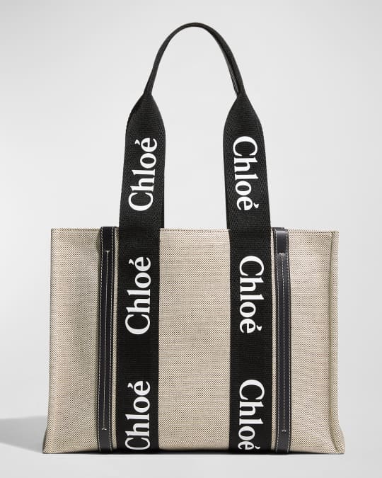 Chloe Woody Medium Tote Bag in Linen Neiman Marcus
