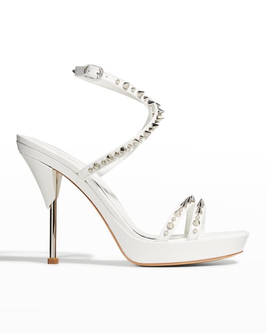 Alexander McQueen Punk Spike Leather Ankle-Strap Sandals | Neiman Marcus