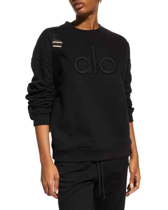 Alo Yoga Womens Sweatshirt Small Gray Crew Neck Fleece Long Sleeve Pullover
