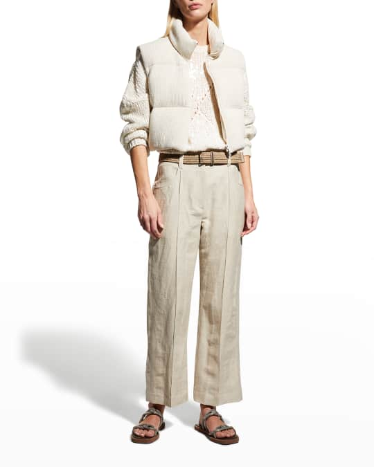 Paillette Ribbed Crop Puffer Vest
