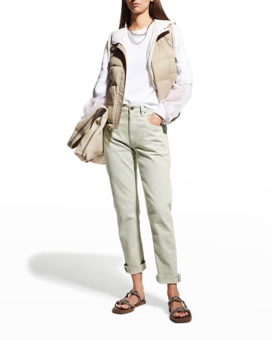 Hooded Taffeta Puffer Vest w/ Monili Trim