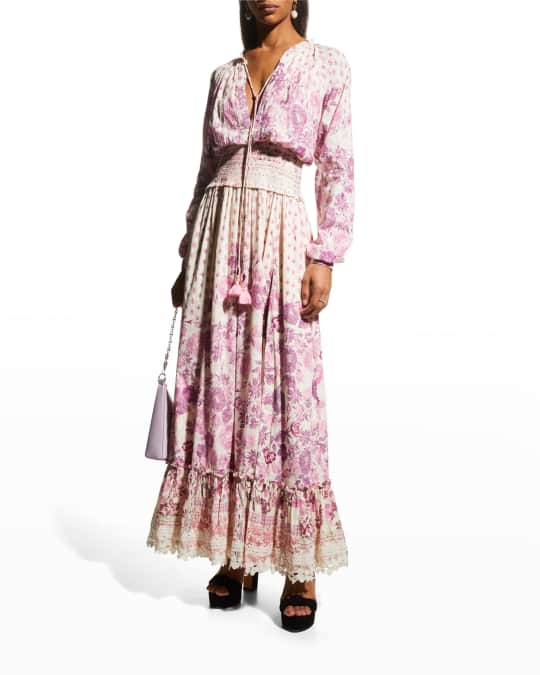 Hemant & Nandita Suki Cotton Paisley Long Dress | Neiman Marcus
