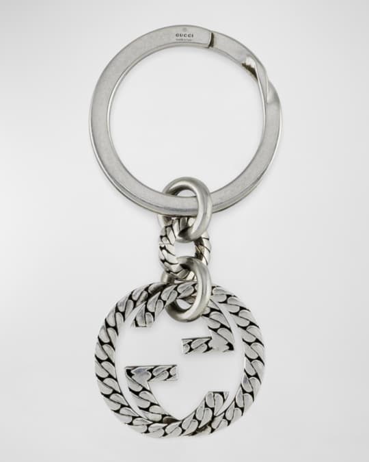 Men s Sterling Silver Interlocking G Charm Key Ring