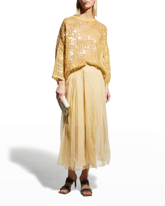 Silk chiffon midi skirt hotsell