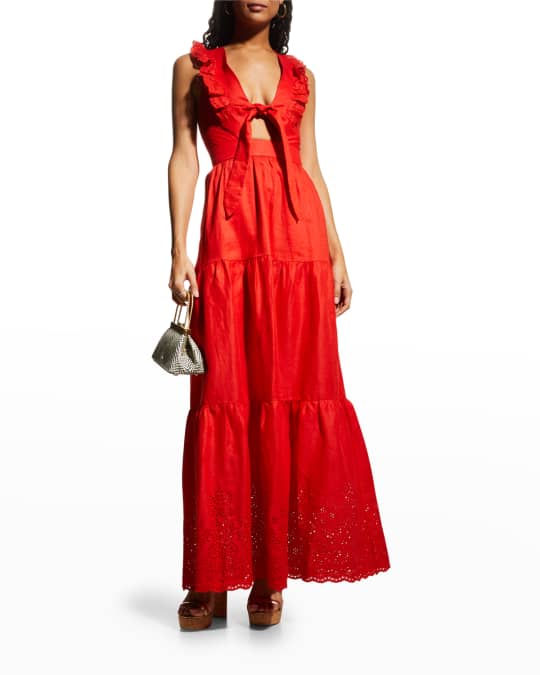 REBECCA VALLANCE Portia Linen Maxi Dress | Neiman Marcus